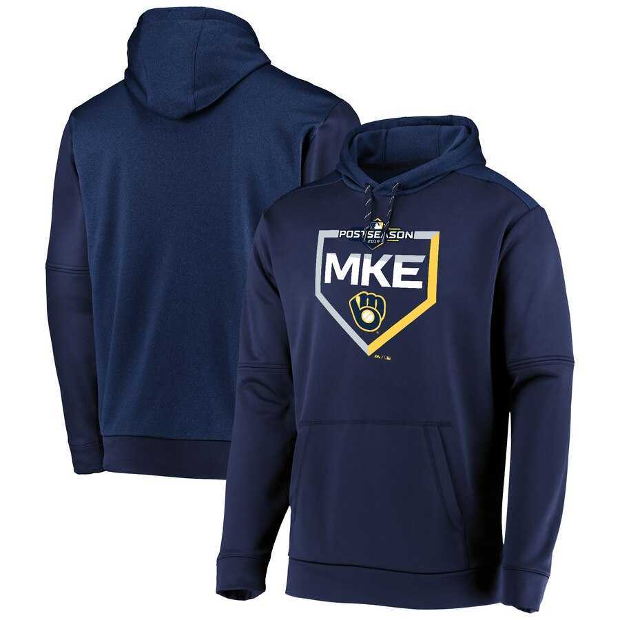 Men's Milwaukee Brewers Majestic 2019 Postseason Dugout Authentic Pullover Hoodie Navy,We sell and wholesale Men's Milwaukee Brewers Majestic 2019 Postseason Dugout Authentic Pullover Hoodie Navy on line form chian!